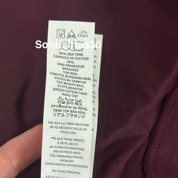 Alo Yoga Real Bra Tank - Burgundy Small Sold Out - Picture 9 of 10